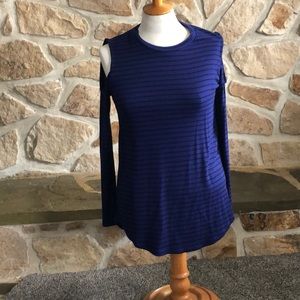 Cold shoulder striped top
